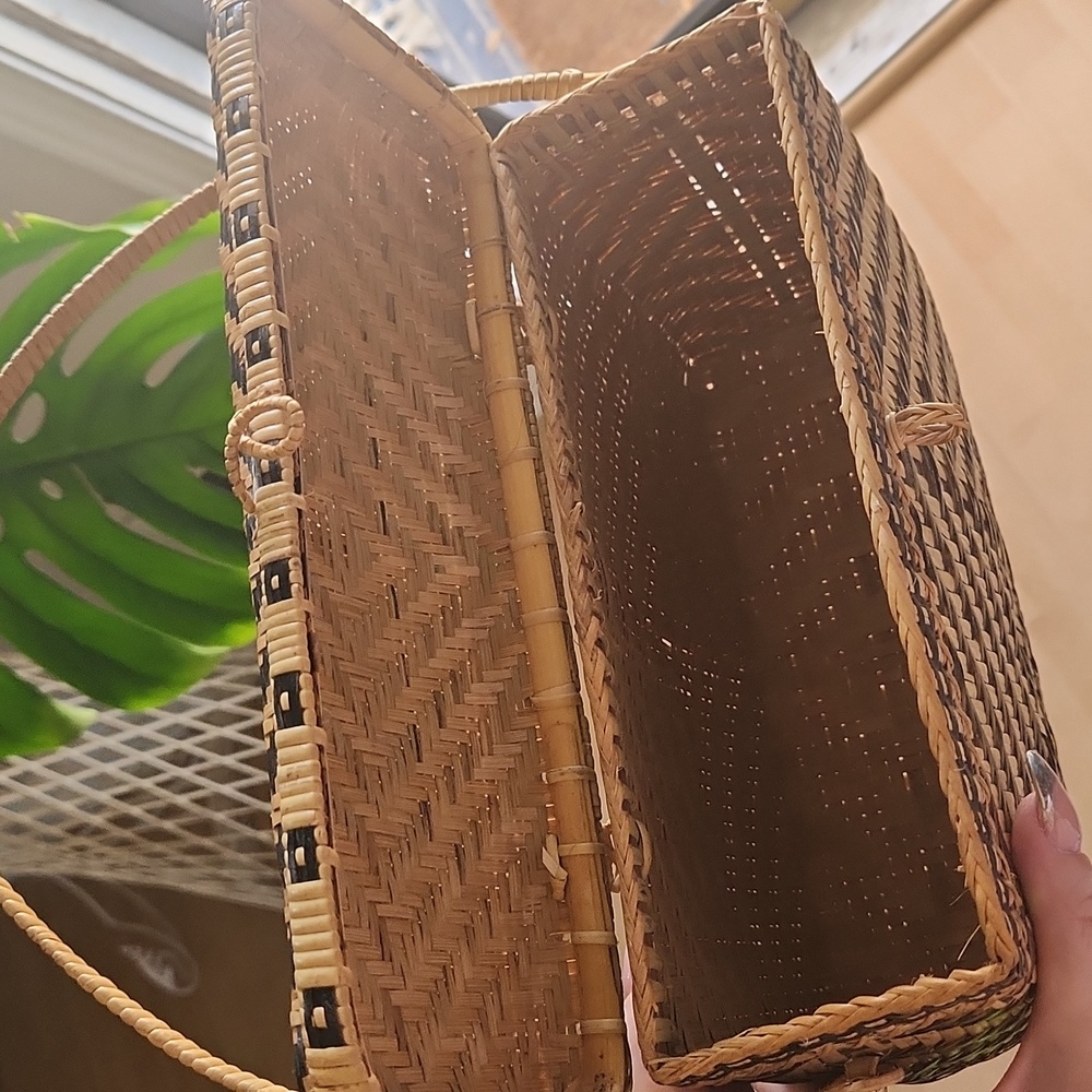 Anthropologie Wicker woven geometric handbag - Picture 9 of 9